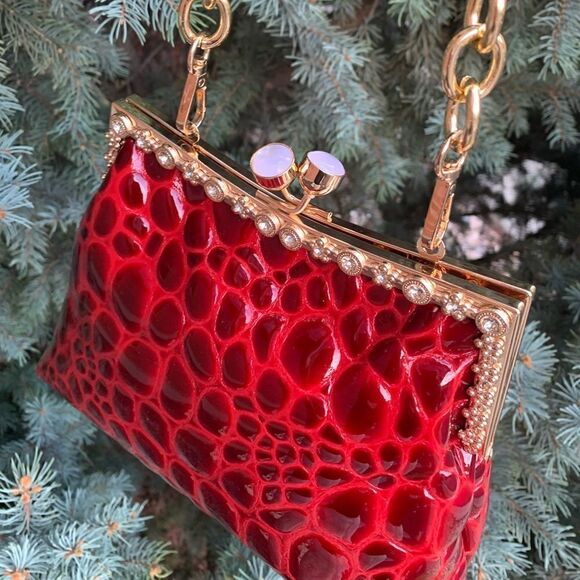 Handmade Genuine Leather Embossed Cobblestone Texture Kisslock Bag & Small Purse - Picture 12 of 16